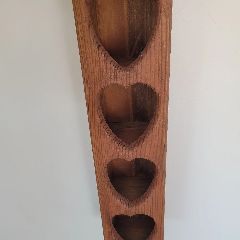 VTG Heart Wood Curio Display Shadow box shelf Vintage Cottage Core Grandma